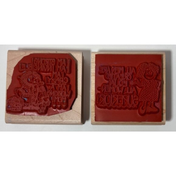 Vintage Stampin Up! Working Mom Women Cathy Comic Wood Mounted Stamps - Picture 2 of 3